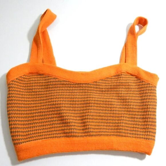 NWT Zara Orange Knit Crop Top - Picture 1 of 1